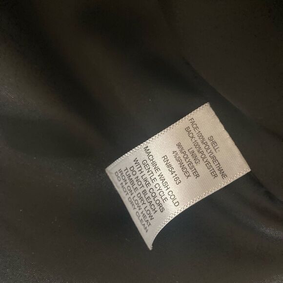 Andrew Marc One Button Fitted Vegan Leather Black Classic Blazer Jacket Size L - Picture 9 of 10